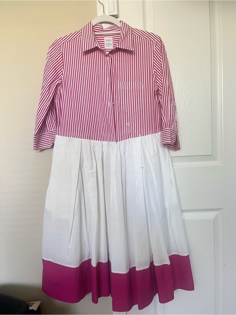 Sara Roka Striped Shirt Dress Made in Italy